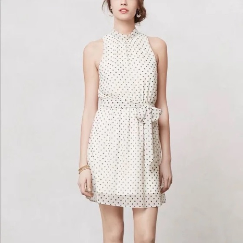 Anthropology sweet pea polkadot, halter dress.